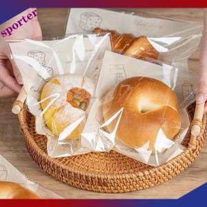 Sporter 50pcs Self Adhesive Seal Plastic Bags For Bakery Packaging Croissant Party Handmade Biscuit Cookies Bread And Cake Packing