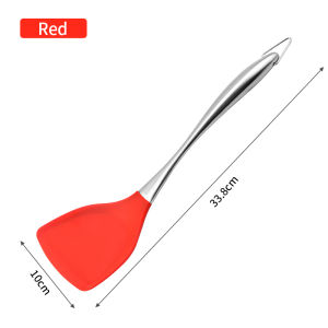 Fypo Large Silicone Wok Spatula Stainless Steel Handle Frying Shovel Steak Egg Pancake Turner Non-stick Heat-resistant Flat Shovel Gadget Kitchen Cooking Tools Accessories