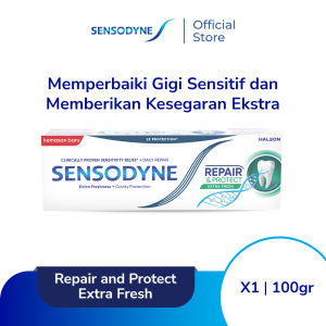 Sensodyne Toothpaste Pasta Gigi Sensitif Repair & Protect Memperbaiki Secara Menyeluruh + Kesegaran Extra Fresh 100gr