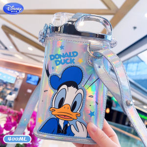 ดิสนีย์น้ำแข็งหิมะพลาสติกถ้วยน้ำอินฟลูเอนเซอร์ทรงสี่เหลี่ยมขวดน้ำนักศึกษาฟางข้าวแบบพกพาสำหรับโรงเรียนประถมศึกษา