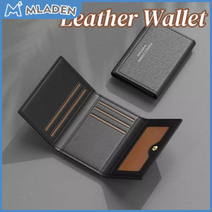 MLADEN Portable Card Holder ID Storage Bag Three Fold PU Leather Wallet Drivers License Bag