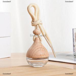 [COD] livestwef 6ML Empty Car Air Freshener Pendant Perfume Bottle With Wooden Caps Refillable Car Essential Oil Diffuser Bottle