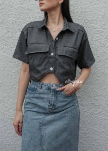 ELLEANO | Jay Top - Kemeja Crop Wanita - Atasan Wanita - Kemeja Casual Formal - Casual Shirt