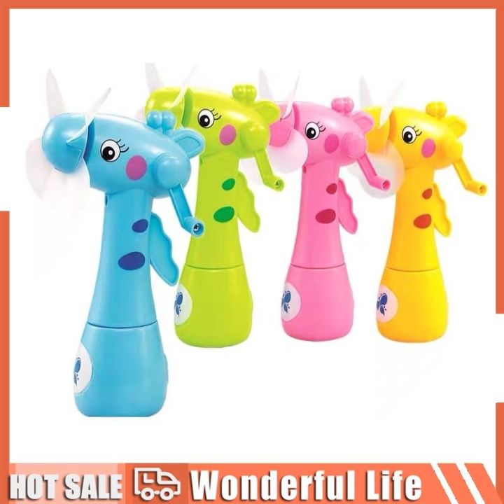 Manual fan children's hand pressure hand-cranked toy cartoon water ...