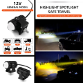 Mini Driving Light For Motorcycle 12V 2 Color Led Light Super bright. 