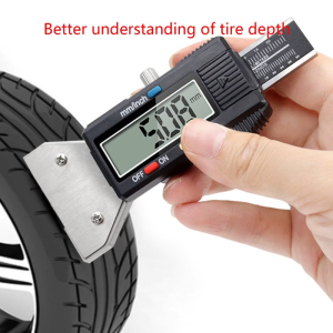 Digital Tyre Tread Depth Gauge Car Tire Tread Checker- Stainless Steel 0-25.4mm Meter Measurer Tool Built-in Batteries