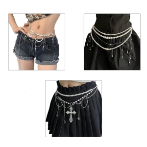Adjustable Pearls Waist Belt Adornment for Women Multi Layered Design for a Trendy Look at Festivals and Parties