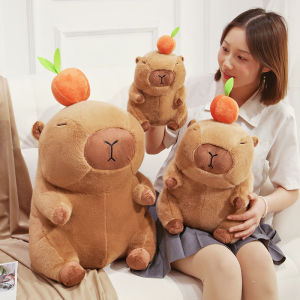 JOJO CASTLE 25/35/45cm Sitting Brown Capybara Doll Plush Toy Stuffed Eyes Closed Kawaii Animal Capibara Anime Fluffty Toy Plushie Peluche Kids Birthday Gift 卡皮巴拉 水豚鼠