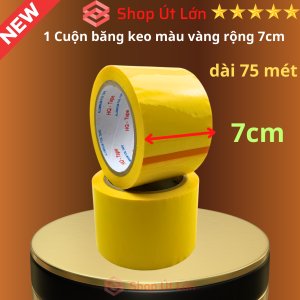 1 Cuộn băng keo màu vàng OPP rộng 7cm dài 75 mét lõi giấy 3mm giá tại xưởng
