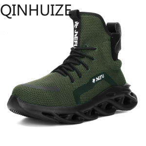 QINHUIZE Work safety shoes high-top steel toe anti-smash anti-piercing electrical insulation lightweight and breathable safety boots