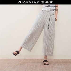 GIORDANO Women Casual Pants Linen Elastic Waist Casual Pants Casual Stylish Trendy Elegant Comfortable Fashion 18426703