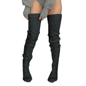 Womens Mùa Đông Mùa Thu Rỗng Dệt Kim cao tới đùi tất kiểu ủng không che bàn chân Dài trên đầu gối màu trơn mùa đông Vớ Làm ấm chân