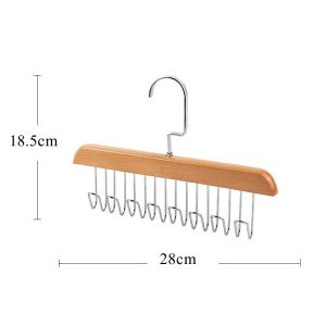 8 Hooks Solid Wood Hanger Bra Hanger Belts Rack Tie Cap Non-Slip Holder Underwear Organizer Storage