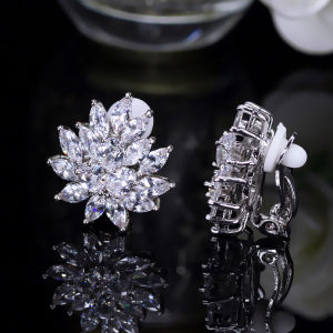 SEQUITO Delicate Pave AAA CZ Zirconia Crystal without Piercing Stud Earring Silver Plating Women No Hole Ear Jewelry for Party Clip Earrings SE741