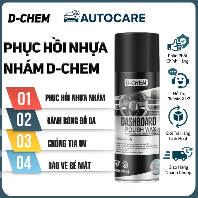 Chai 450ml Xịt Phục Hồi Nhựa Nhám - Đánh Bóng Đồ Da - D-Chem Dashboard Polish - Chống Tia UV - Bảo Vệ & Dưỡng Bề Mặt Nhựa Nhám Ô Tô Xe Máy