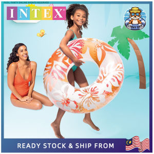 INTEX Clear Tropical Color Inflatable Pool Swim Tubes-Orange / and Childrens Swimming Circles
