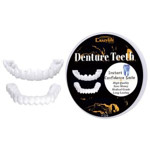 agetet Imitation Denture Braces Silicone Upper and Lower Teeth Denture Braces