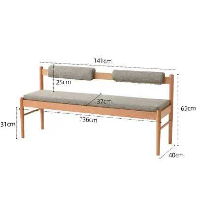 UrbanSpace SG- Dining Bench Solid Wood Bench with Backrest Solid Wood Backrest Bench Doorway Home Sofa Simple Dining Chair Multifunctional Bench Nordic Bedside Stool