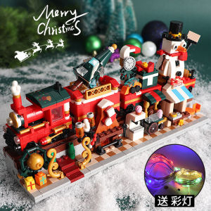 Christmas building blocks rotating music box Christmas tree building blocks 6-8 puzzle assembled toys