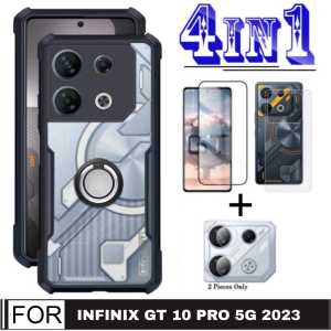 PROMO PAKET 4 INC 1 Case INFINIX GT 10 PRO 5G / HOT 12 PLAY / HOT 12 PLAY NFC Ultra Slim Shockproof Transparent Premium Softcase Anti Fall Cincin Rink