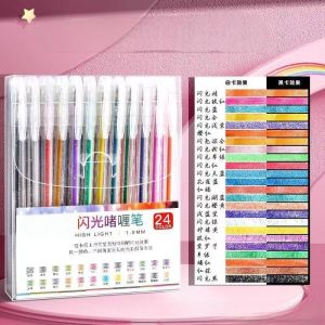 Oldlaiben 24/36 Pcs Kaki Jimat Glitter Gel Pen Set Craft Project Student Stationery Alat Tulis School Journal Smooth