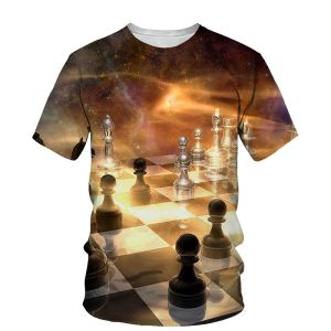 S-5XLInternational Chess Print T-shirt Men Summer O Neck Short Sleeve Tees Tops Fashion Style Male Clothes Casual shirts
