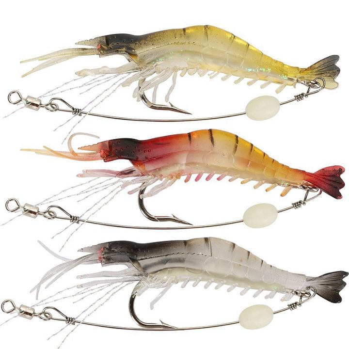 Soft Plastic Lures Artificial Bait Luminous Shrimp Fishing Lure Mixed Color  Spinner Crank-Bait Fishing Lure With Hook Fishing Tackle 9cm 0.013Lb