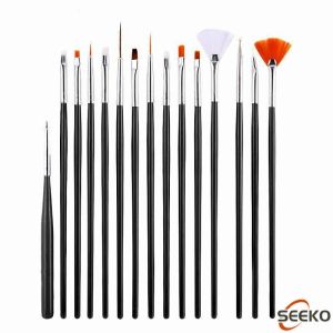 Seeko  Professional Nail Art Design Painting Set 15 pcs Acrylic Oil Watercolors Artist Paint Brushes