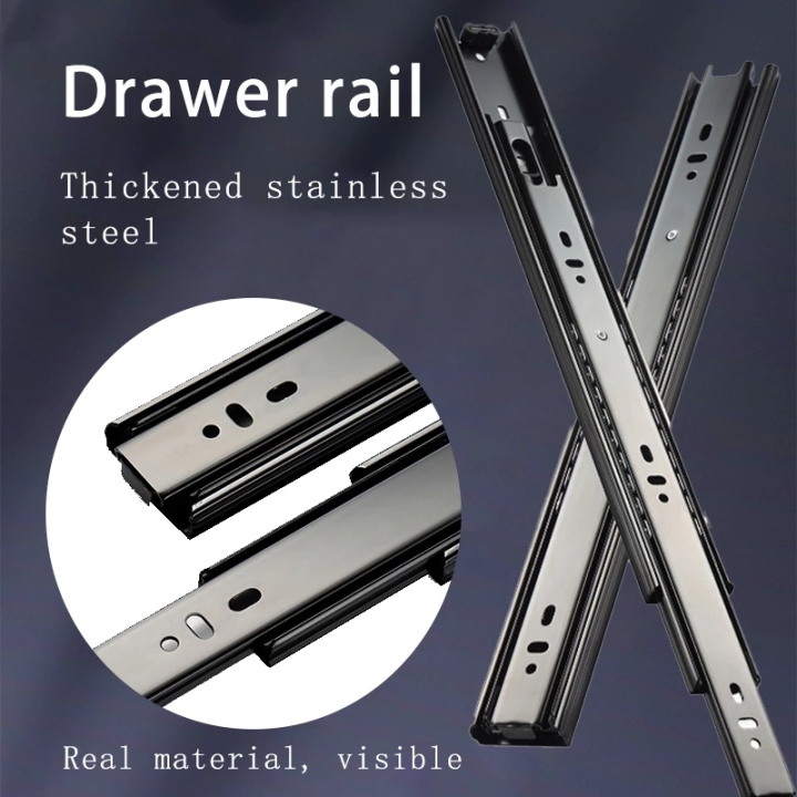 【2 Pcs】Hydraulic Drawer Slide Heavy Duty Rail Drawer Guid Soft Close ...