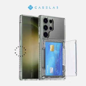 NEW CARD Case !! MAGIC DOOR CLEAR CASE UP TO 4 CARD CASE SMSG COMPATIBLE FOR SMSG S25 ULTRA S25 PLUS S25 S24 ULTRA S24 PLUS S24 S23 ULTRA S23 PLUS S23 CASE TRANSPARAN STANDING