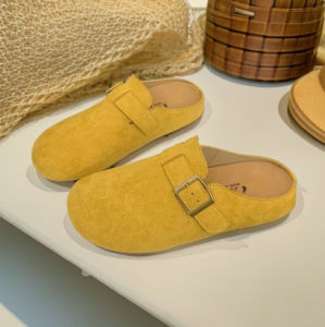 [Free Shipping] 2026 New European-Style Soft Leather Casual Thick-Soled Low-Top WomenS Slippers Trendy