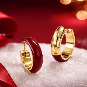 Fashionable Ring Gift 复古港风滴釉耳扣轻奢小众设计感耳环 年新款秋冬新年耳饰品女