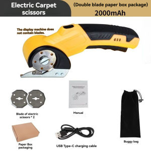 2026 New Small Electric Lithium ion Scissors for Rapid Cutting of Fabric Leather Electric Scissors Electric Round Knife Cutting Machine (Double Blade)