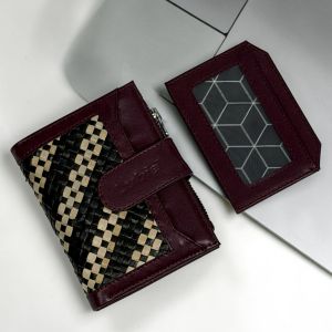 LUBIE Dompet Lipat/Coin/Kartu Aplikasi Tikar Pandan Jasmine