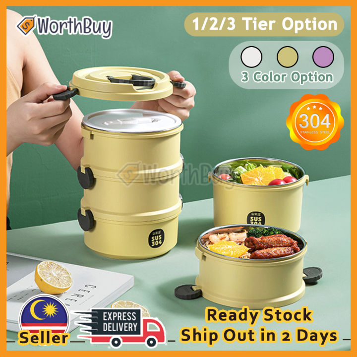 Worthbuy 1/2/3 Tier Stackable Lunch Box Stainless Steel Leakproof