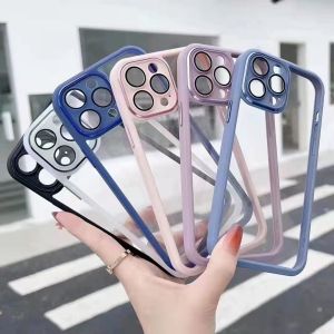 iPhone 11 12 13 Pro Max Case Luxury solid color clear shockproof camera protection phone casing
