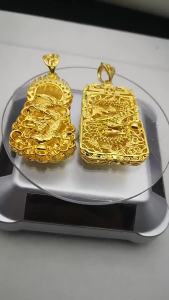 Dây chuyền mặt dây lớn mạ vàng cho nam TikTok Live mặt dây hình vuông ngọn lửa mặt dây Phật Quan Âm Maitreya bán buôn