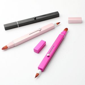 SDFSF Telescopic Retractable Lip/brow Brush Aluminium Tube GoldenBlackRedPink Double-ended Lipstick Brush Dual Use Makeup Brush Lip Gloss Brush Women