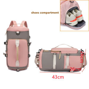 Korean Fashion Duffel Bag Women Gym Sports Bag with Shoe Compartment Large Capacity Travel Luggage Storage Bag Men Travelling Bags Black Beige