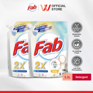 [TWIN PACK] Fab 2X LOW SUDS Laundry Detergent Rose 3.3L Refill