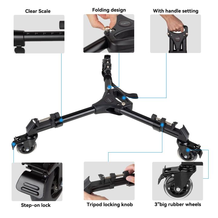 SmallRig%20Universal%20Photography%20Heavy%20Duty%20Tripod%20Dolly%20Wheels%20with%20Carry%20Bag%20for%20Camera%20Camcorder%203986%20-%20Image%202