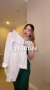 ¶Lovito Casual Plain Basic Button Oversized Blouse for Women L14D061 (WhiteLight Blue)