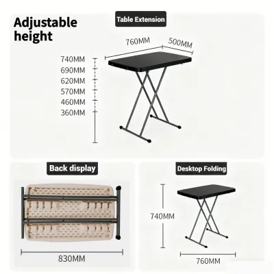 Folding Camping Table 6FT/4FT– Portable Table Heavy Duty Adjustable Height Picnic & Outdoor Party Table