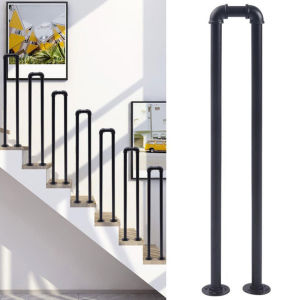Stair Railing Black American Industrial Style Iron 85cm Vintage Matte U-Shaped Support Railing