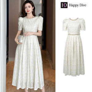 Happy Diva เดรสผู้หญิง เดรสสีขาว เดรสแขนพอง เดรสทรงเอ เดรสทำงาน เดรสไฮโซ เดรสวินเทจ เดรสออกงาน เดรสปาร์ตี้ ชุดราตรี 40560