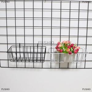[COD] FUSHI0 Metal Decorative Storage Basket DIY Iron Grid Flower Pot Hanging Shelf Wall Art Mounted Frame Mesh Display Rack Home Decoration