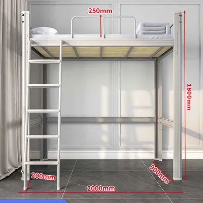 [Shipping from Manila] Elevated Bed Bed Apartment Bed Student Dormitory Bed Single Size Iron Art Bed 180*200*90/120/150CM Modern Simple and Thickened Iron Art Elevated Bed Adjustable Staircase Alternating Left And Right double size loft type bed
