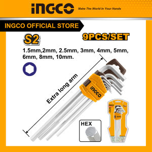 Bộ 9 chìa lục giác tay cầm dài INGCO HHK11092/HHK13091/HHK14081