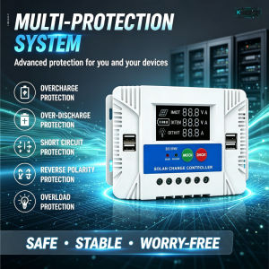 30A Solar Controller 12/24V Adaptive LED Screen with Charging/Discharging Current Display