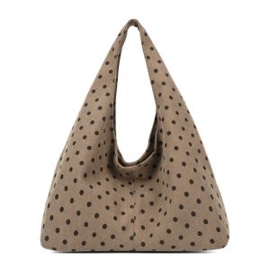SWEET Large Capacity Canvas Shoulder Bag Convenient Spacious Hobo Handbag Simple Durable Polka Dot Tote Bag Girls